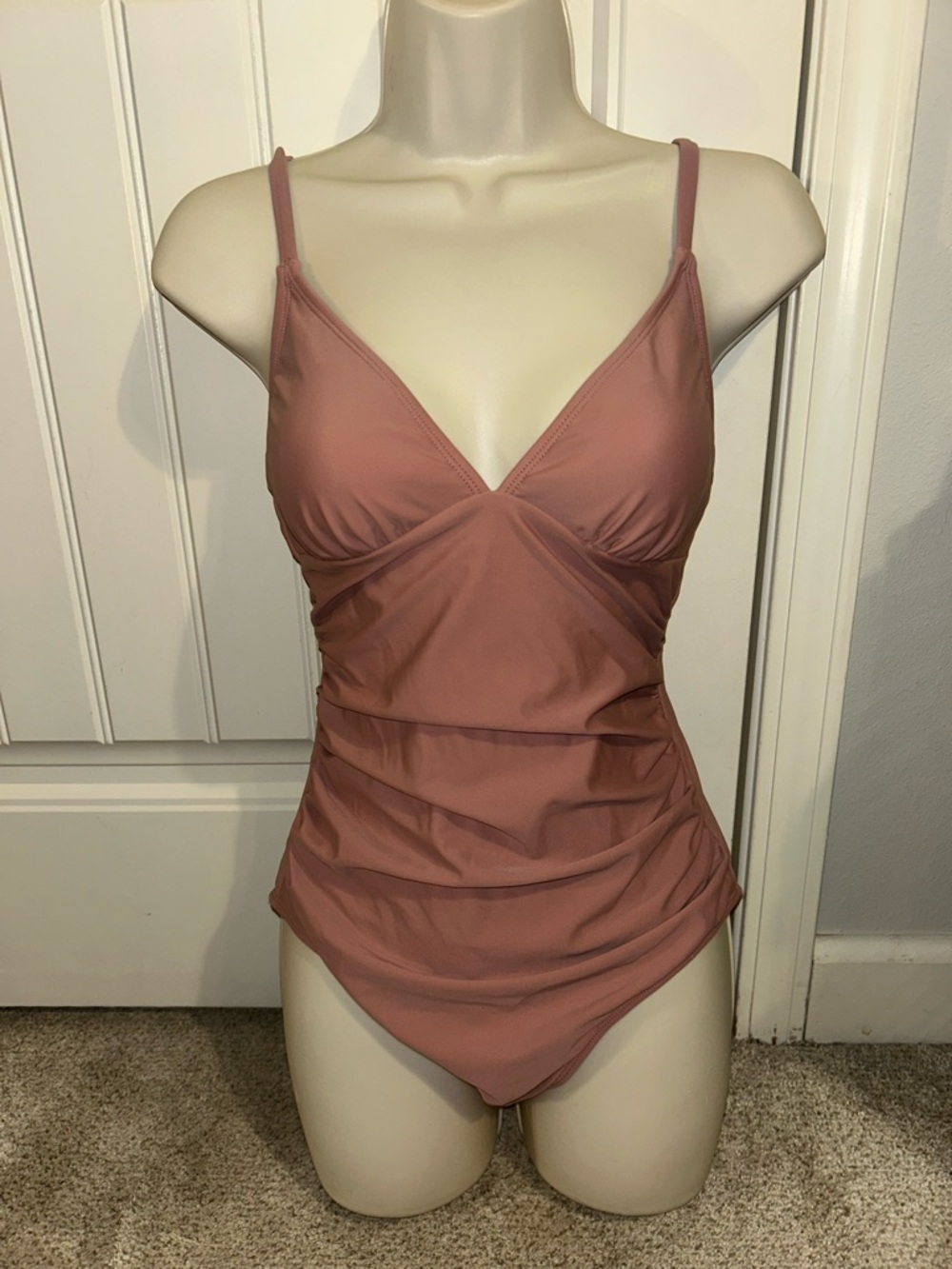 NWT Cupshe Mauve Ruched One-Piece Swimsuit Sz S